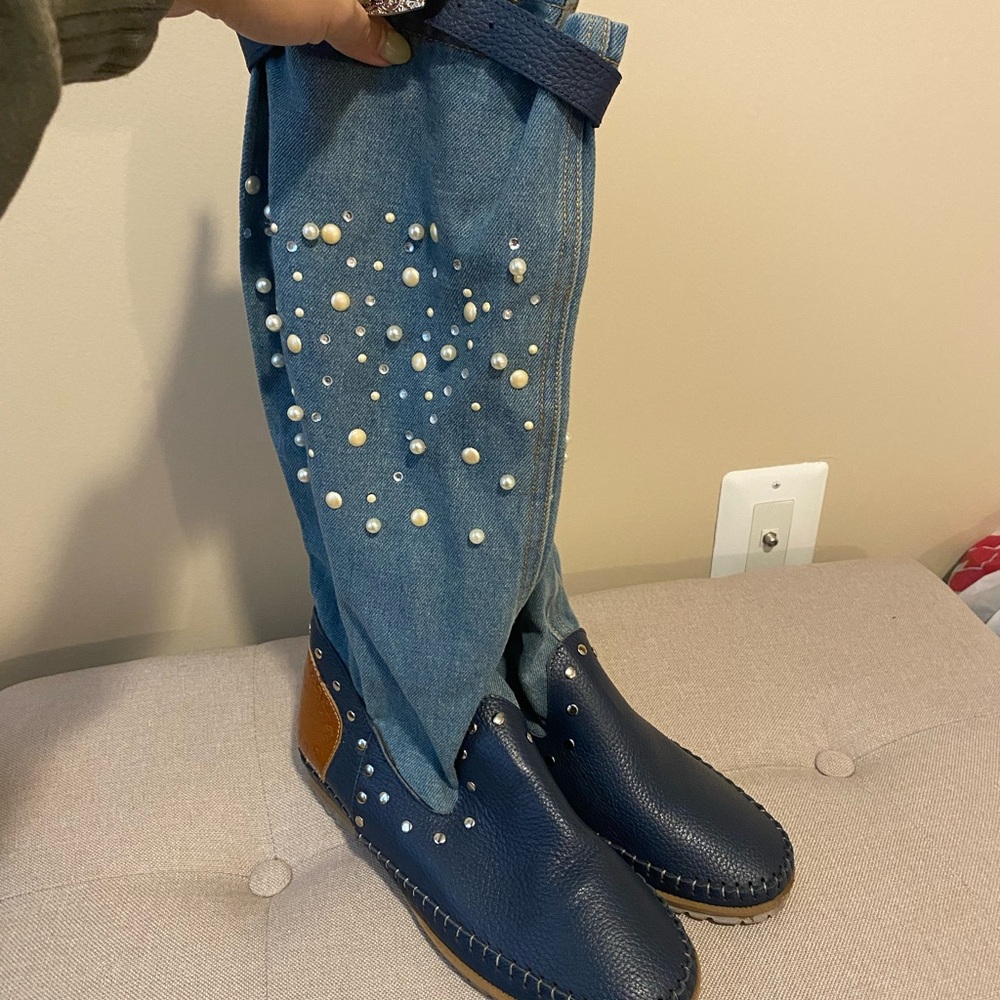 Blue Pearl Embellished Women Jeans